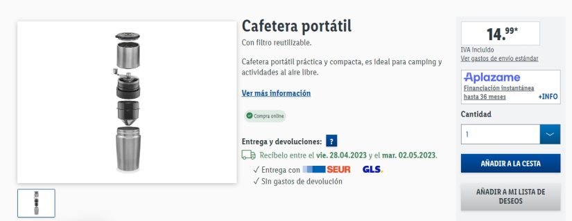 La cafetera perfecta que triunfa en Lidl para disfrutar donde quieras 40 Merca2.es Café de Lidl: la opción novedosa y económica