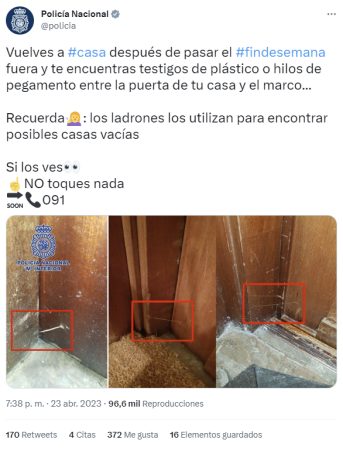 Tweet de Policía Nacional