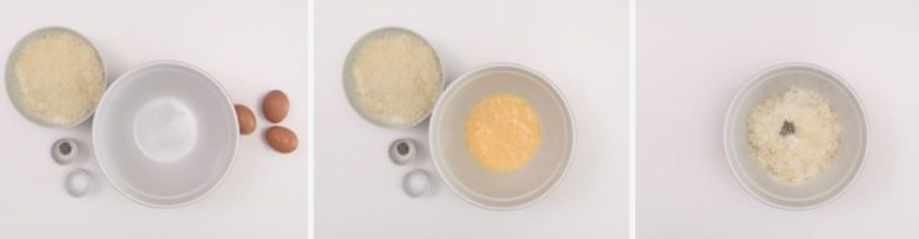 La mezcla del huevo y el queso se agrega casi al final