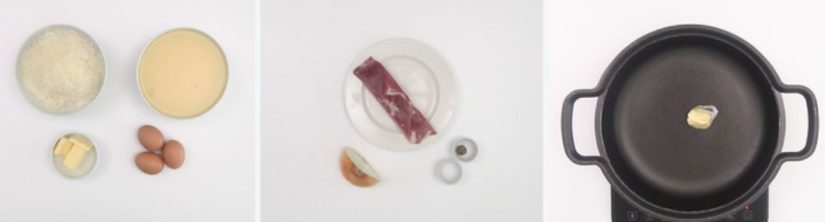 Preparación de un risotto a la carbonara