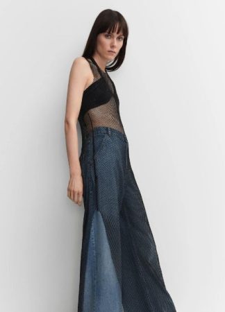 Vestido malla detalle cristal de Mango