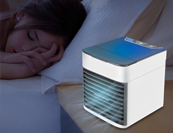 Mini aire acondicionado en dormitorio