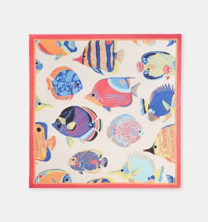Panuelo plisado en rosa con estampado de peces multicolor Merca2.es