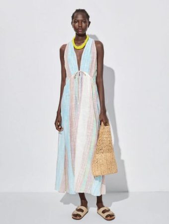 Vestido tul midi con rayas de Parfois