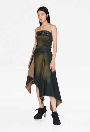 VESTIDO MIDI DENIM BANDEAU OVERDYE Merca2.es