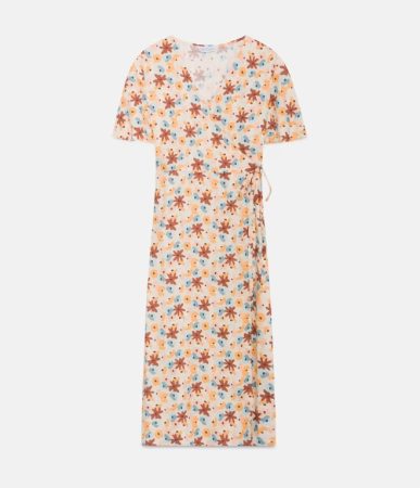 Vestido midi envolvente con estampado floral