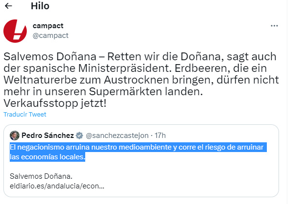 Un tuit de Pedro Sánchez alienta el boicot contra la fresa española 1 Merca2.es El tuit de Pedro Sánchez alienta un boicot contra la fresa española