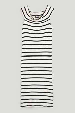 Alucina con el precio de este vestido de punto midi de rayas marineras y escote bardot de C&A 1 Merca2.es 1685613296 vestido midi punto bardot rayas barato cya 3 64786adba310a Merca2.es