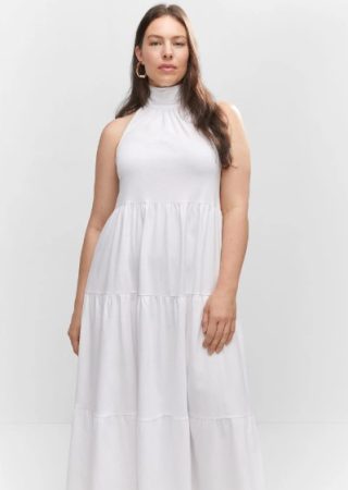 Vestido plisado aberturas de Mango