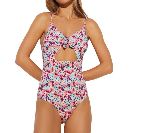 Bañador de mujer de flores con espalda abierta el corte ingles