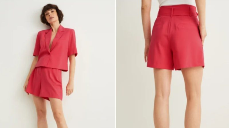 Shorts de cintura alta con cinturón de C&A