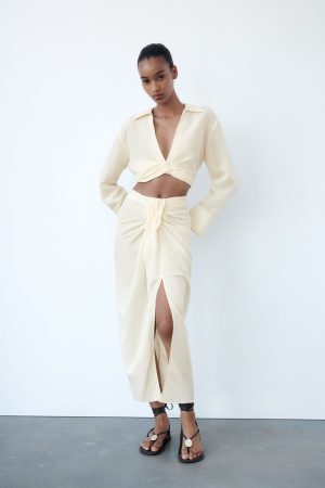 Falda midi nudo Zara faldas Merca2.es