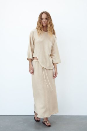 Falda midi rustica Zara faldas Merca2.es