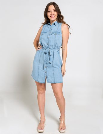 Vestido camisero denim fluido de Lefties