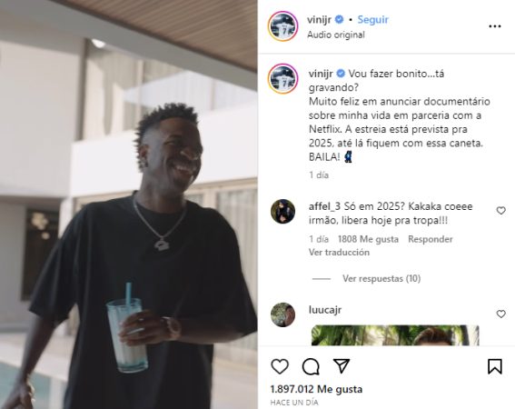 Post de Instagram de Vinicius.