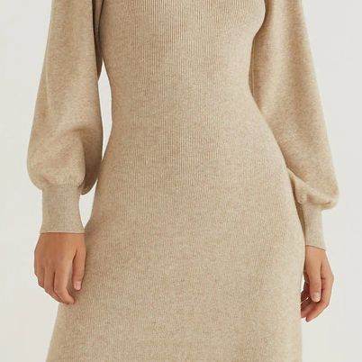 Alucina con el precio de este vestido de punto midi de rayas marineras y escote bardot de C&A 2 Merca2.es vestido midi punto beige barato corte ingles 1 1636381218 Merca2.es