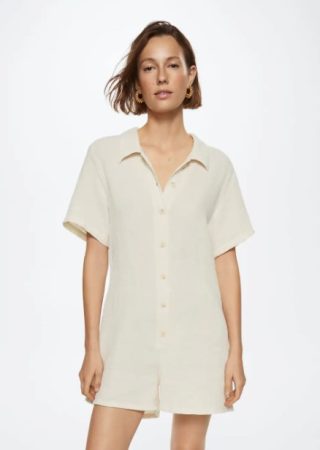 Vestido estampado manga abullonada de Mango