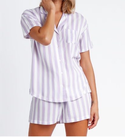 Pijama abierto de mujer de manga corta con detalles bordados el corte ingles