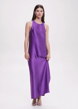 Vestido largo de saten morado vestidos boda Mango Merca2.es