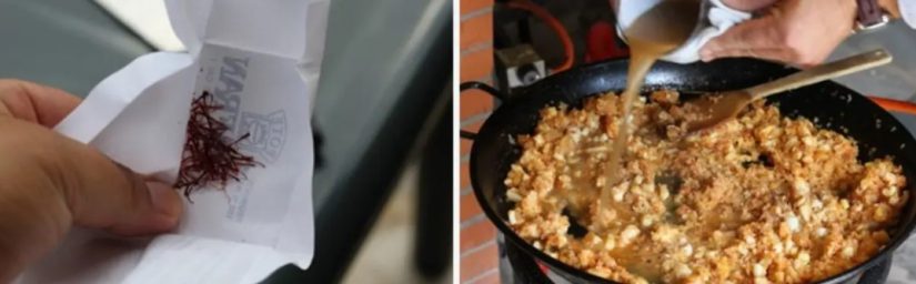 Preparación del caldo o fumet de langostions para el arroz con sepia y langostinos