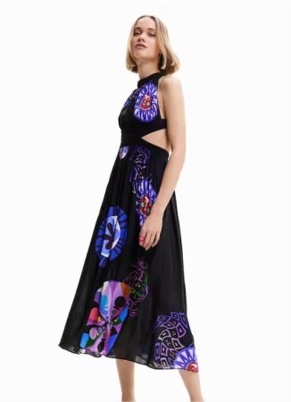 vestido midi escote halter desigual el corte ingles