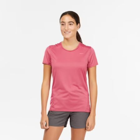 Camiseta de montaña y trekking manga corta Mujer Quechua MH100 gris de Decathlon