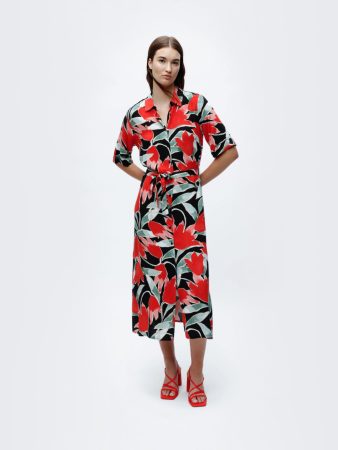 VESTIDO MIDI CON CINTURÓN