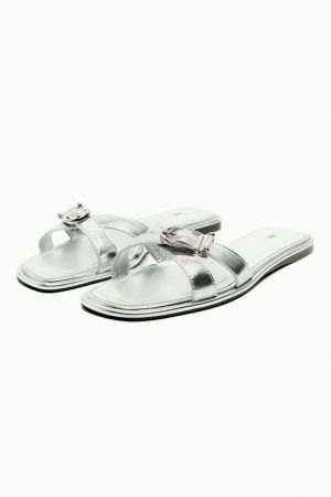 Sandalia Cruzada Piel de Zara