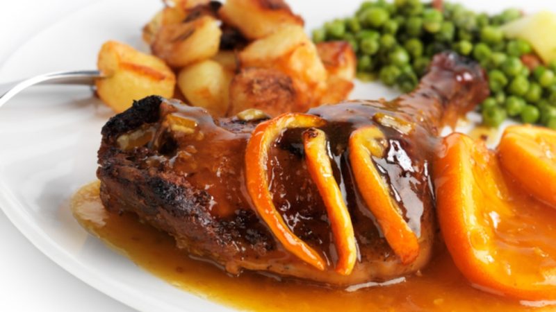 Ingredientes del magret de pato en salsa de naranja para 2 personas