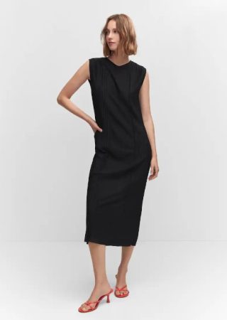 Vestido detalles plisados de Mango
