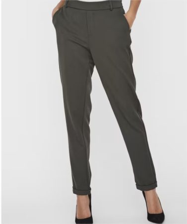 Pantalón de mujer liso con cintura normal en Verde cadete