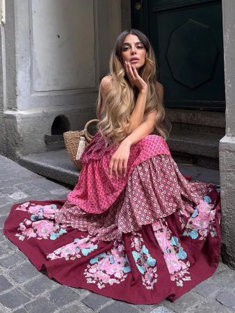 Vestido midi con volantes
