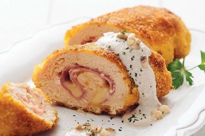 Una primera explicación de la receta de cordon bleu de pollo
