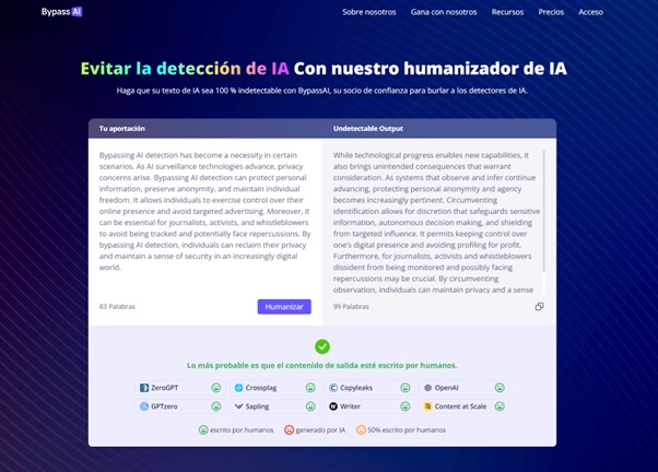 Las 10 Mejores Herramientas de Escritura de IA Indetectables para Humanizar el Texto de IA 5 Merca2.es Bypass AI