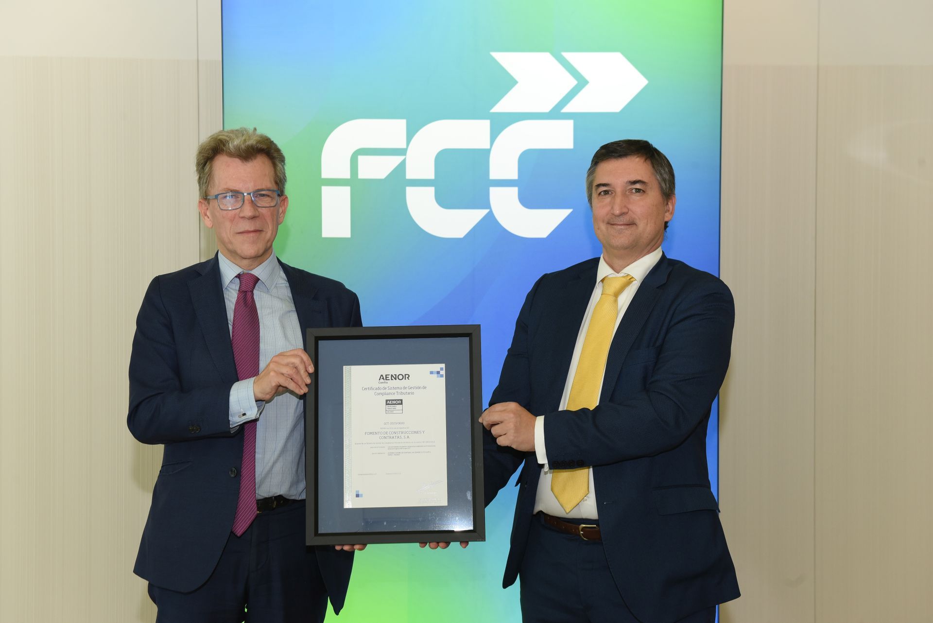 FCC obtiene la certificación de AENOR de su Sistema de Gestión de Compliance Tributario