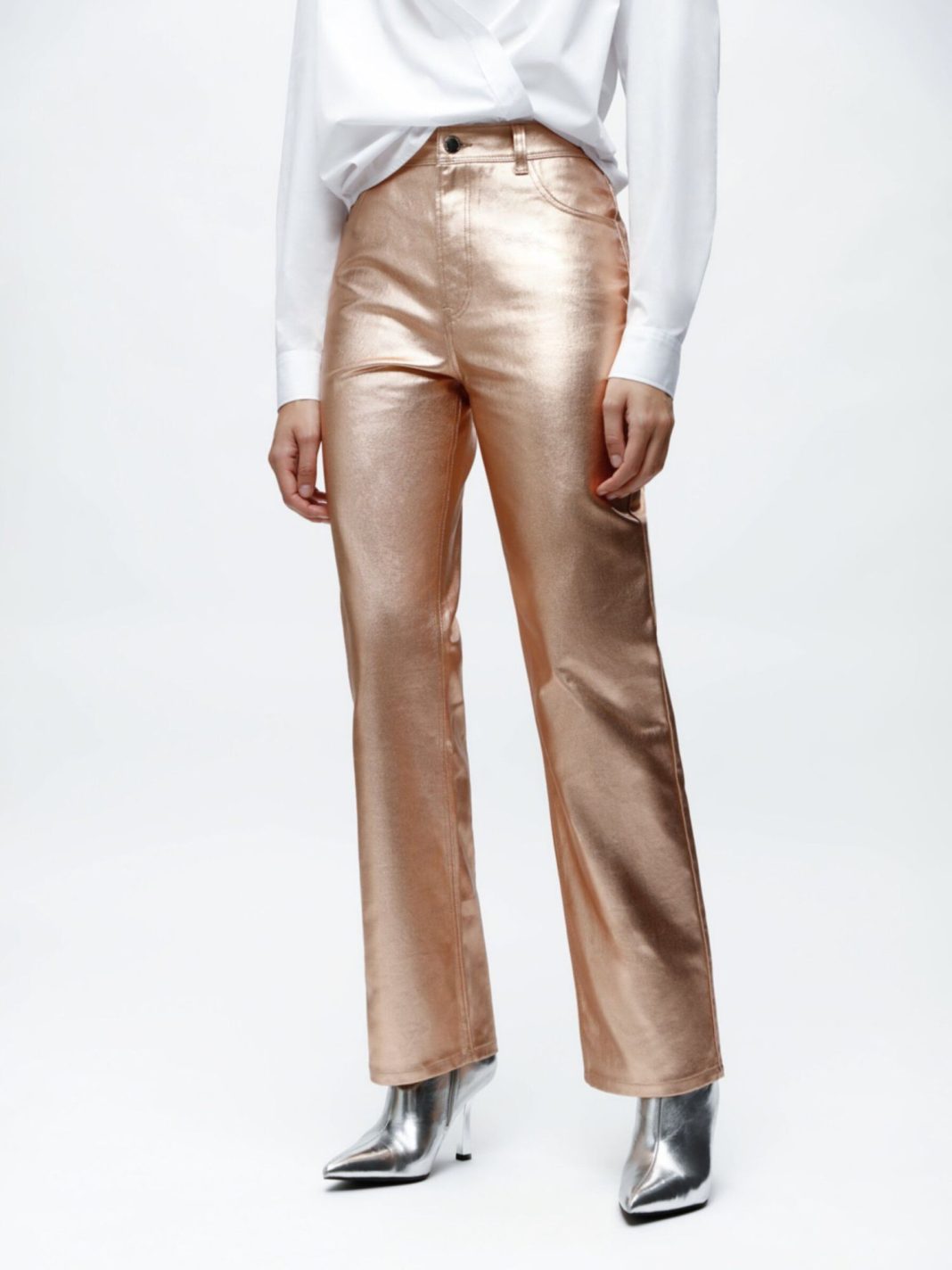 Jeans mom straight metalizado