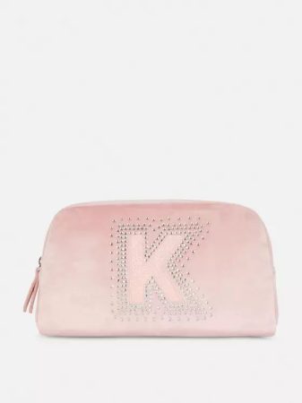 Neceser de maquillaje de terciopelo con inicial