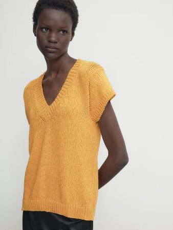 Jersey punto manga corta cuello pico