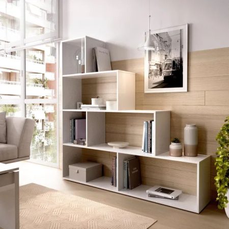 Mesa de estudio con estantería de melamina blanco