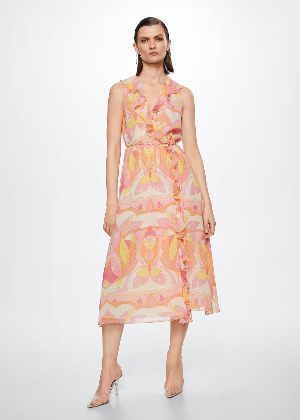 Vestido estampado volantes