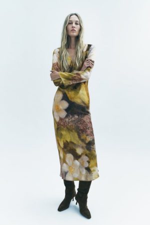 Vestido midi estampado floral