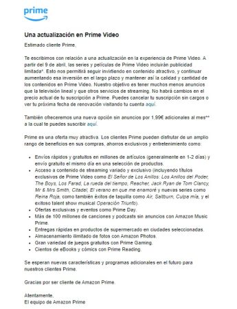 Amazon Prime indigna a los españoles porque costará un 47% más sin publicidad 1 Merca2.es Amazon Prime indigna a los españoles porque costará un 47% más sin publicidad