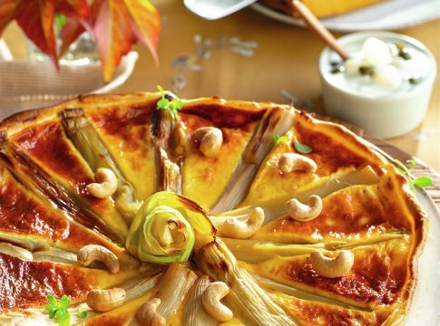Tarta salada de puerros