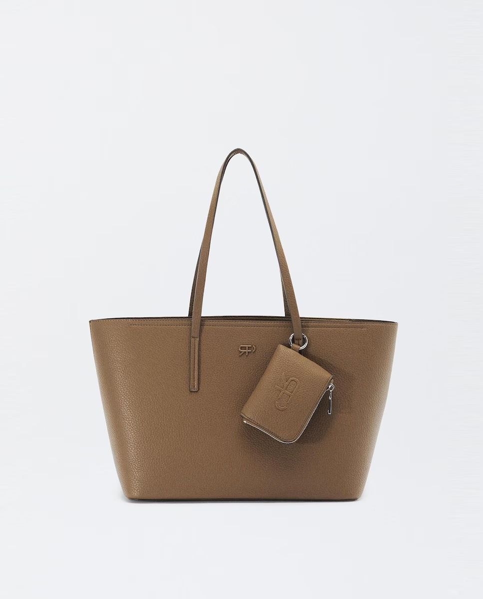 Bolso de hombro estilo shopper con monedero extraíble y cierre de cremallera en marrón de Parfois