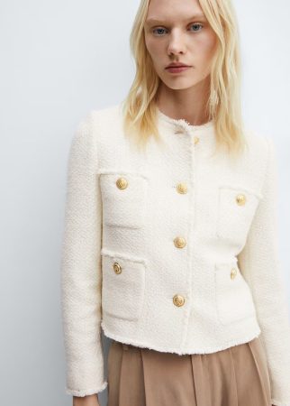 Chaqueta tweed bolsillos de Mango