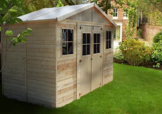 Cobertizo de madera para jardín - A246x418x220cm/8m2 Cobertizo de madera natural - Taller de Jardín - TIMBELA M332