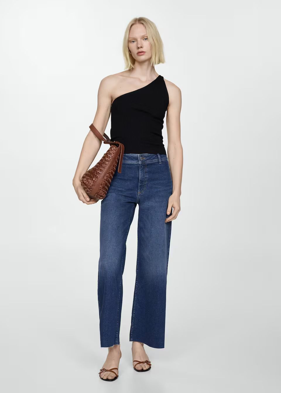 Jeans culotte tiro alto