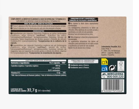 Perfil nutricional de la Spirulina