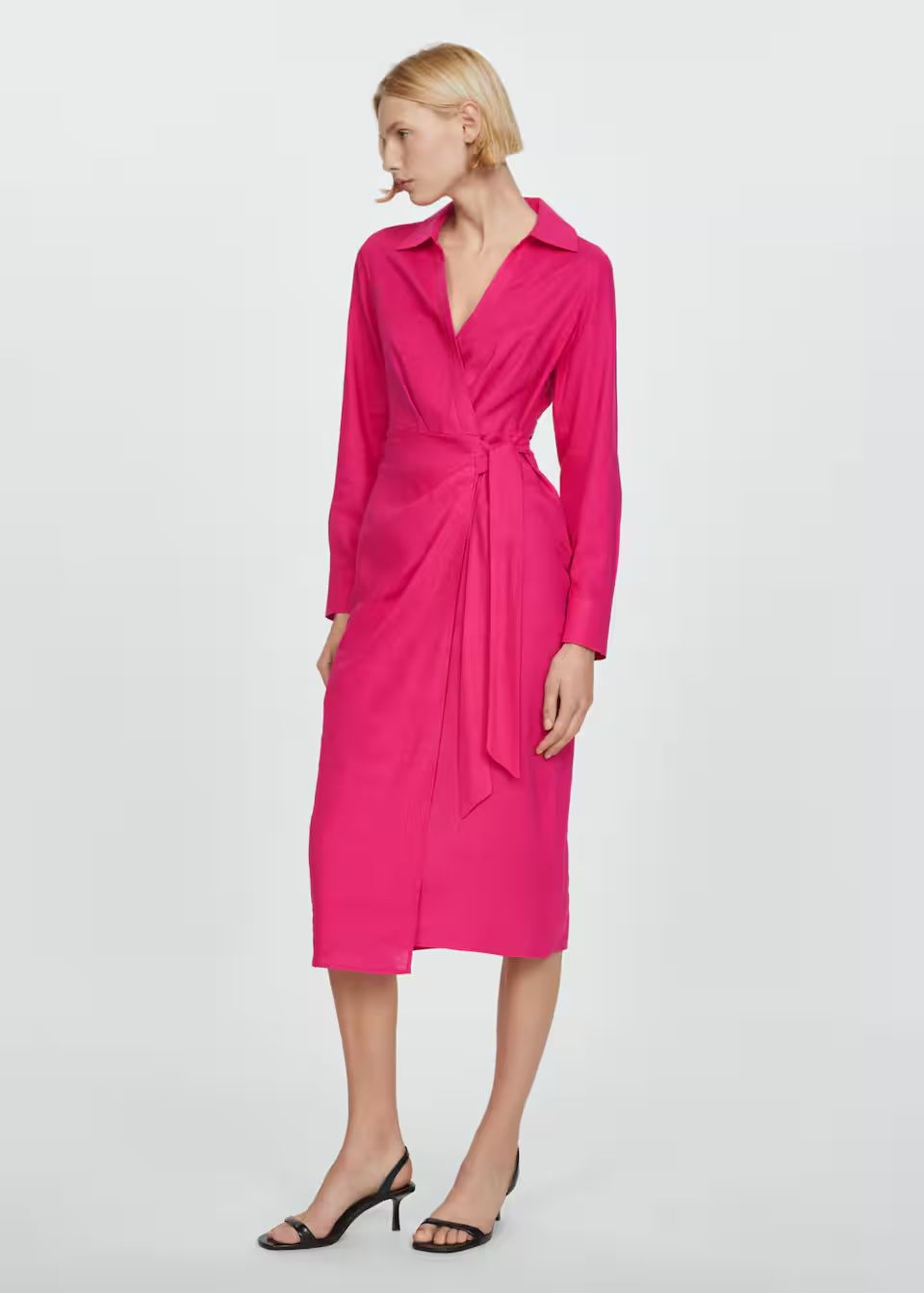Vestido camisero lino lazo