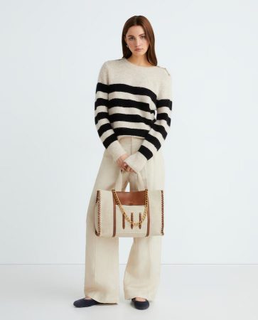 Bolso de mano grande con trenzado y detalle de la marca Tintoretto